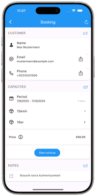 Screenshot: booking