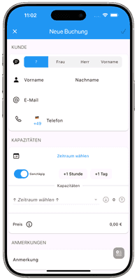 Screenshot: Buchung anlegen