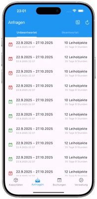 Screenshot: Anfragen �Übersicht