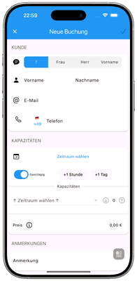 Screenshot: Buchung anlegen